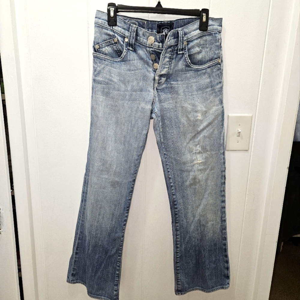 Rock & Republic Women's Boot Cut Distressed Light Wash Denim Size 30